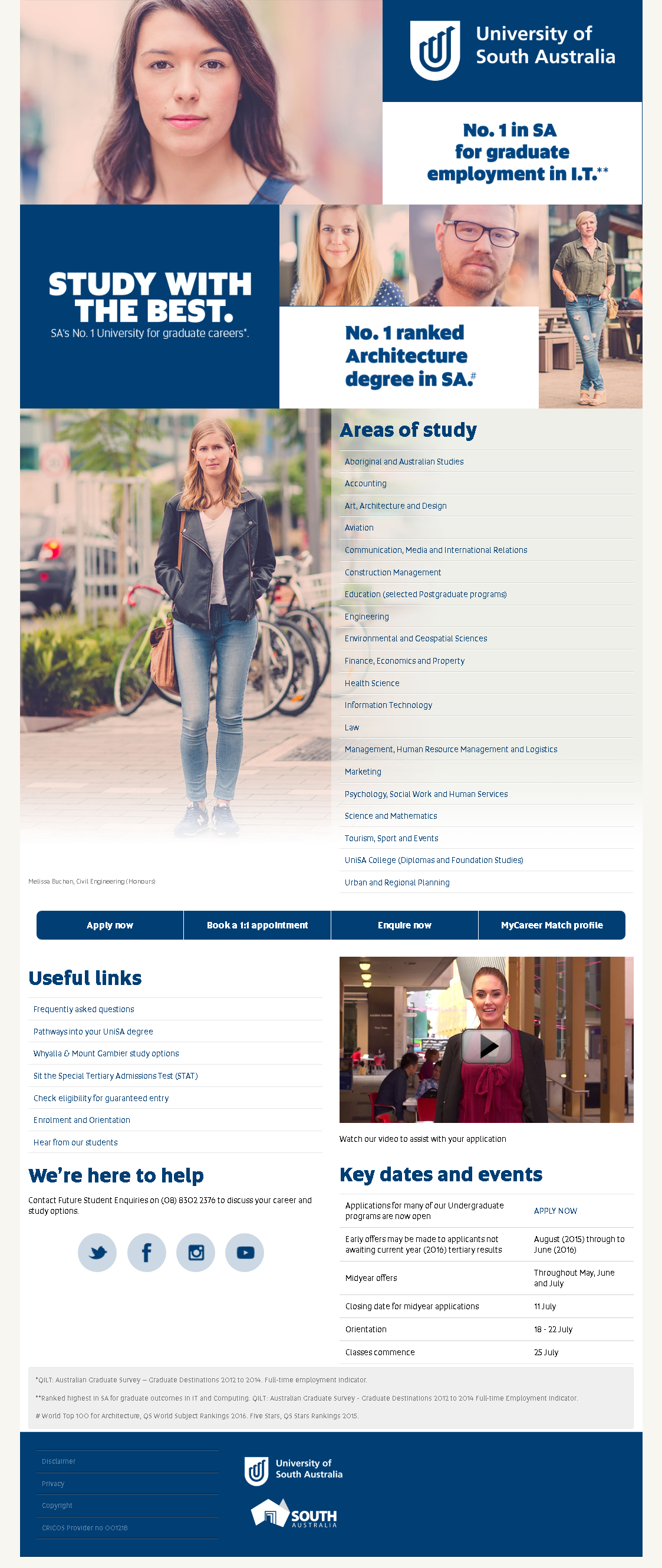 Design and development of a campaign website. Project undertaken whist working at University of South Australia.